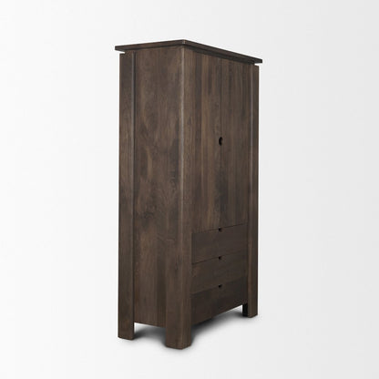Solid Dark Brown Wood Curio Cabinet