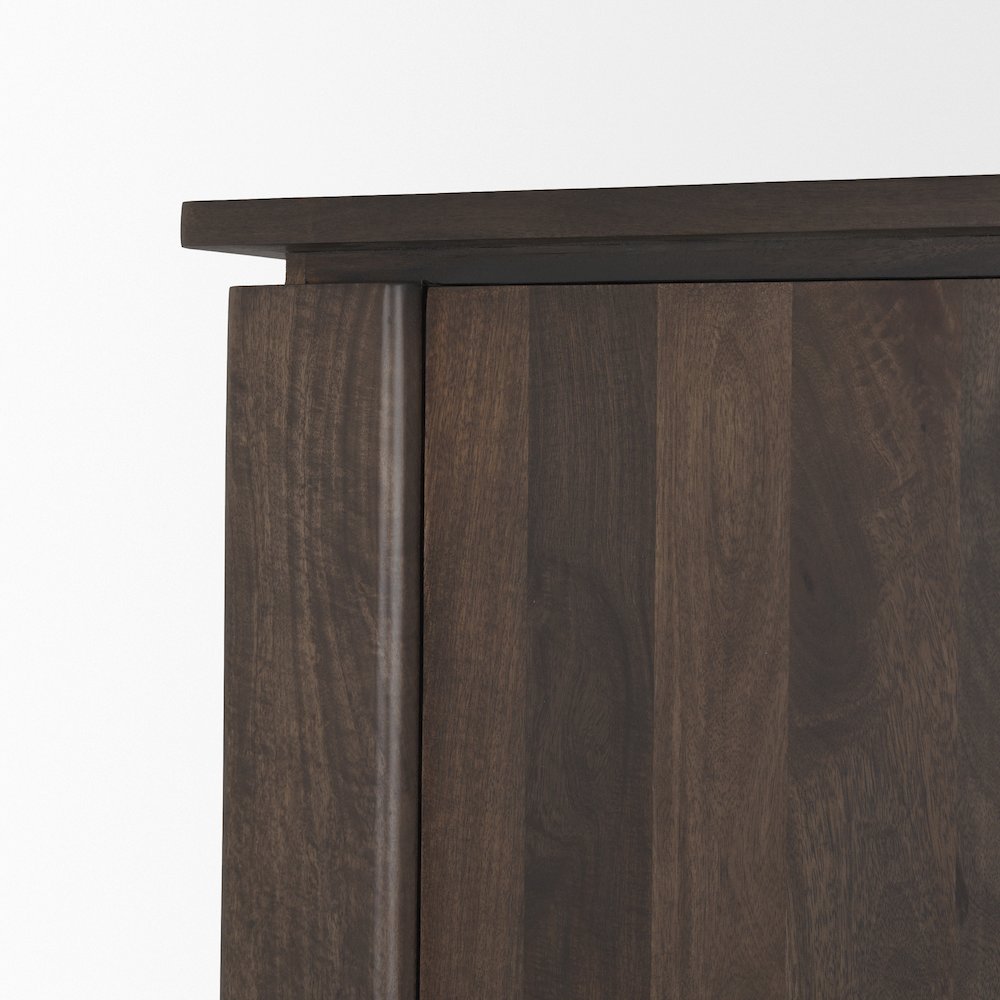 Solid Dark Brown Wood Curio Cabinet