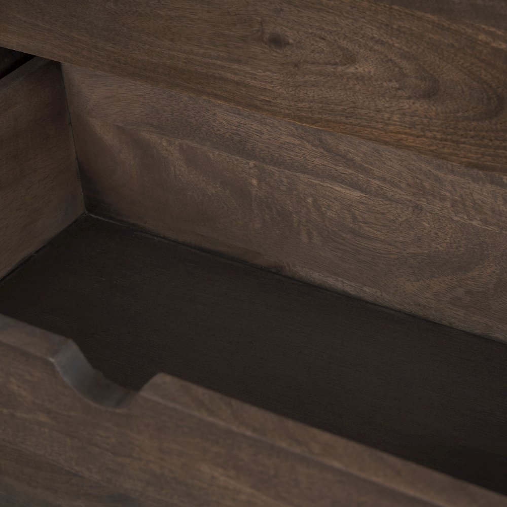 Solid Dark Brown Wood 3 Drawer Accent Cabinet