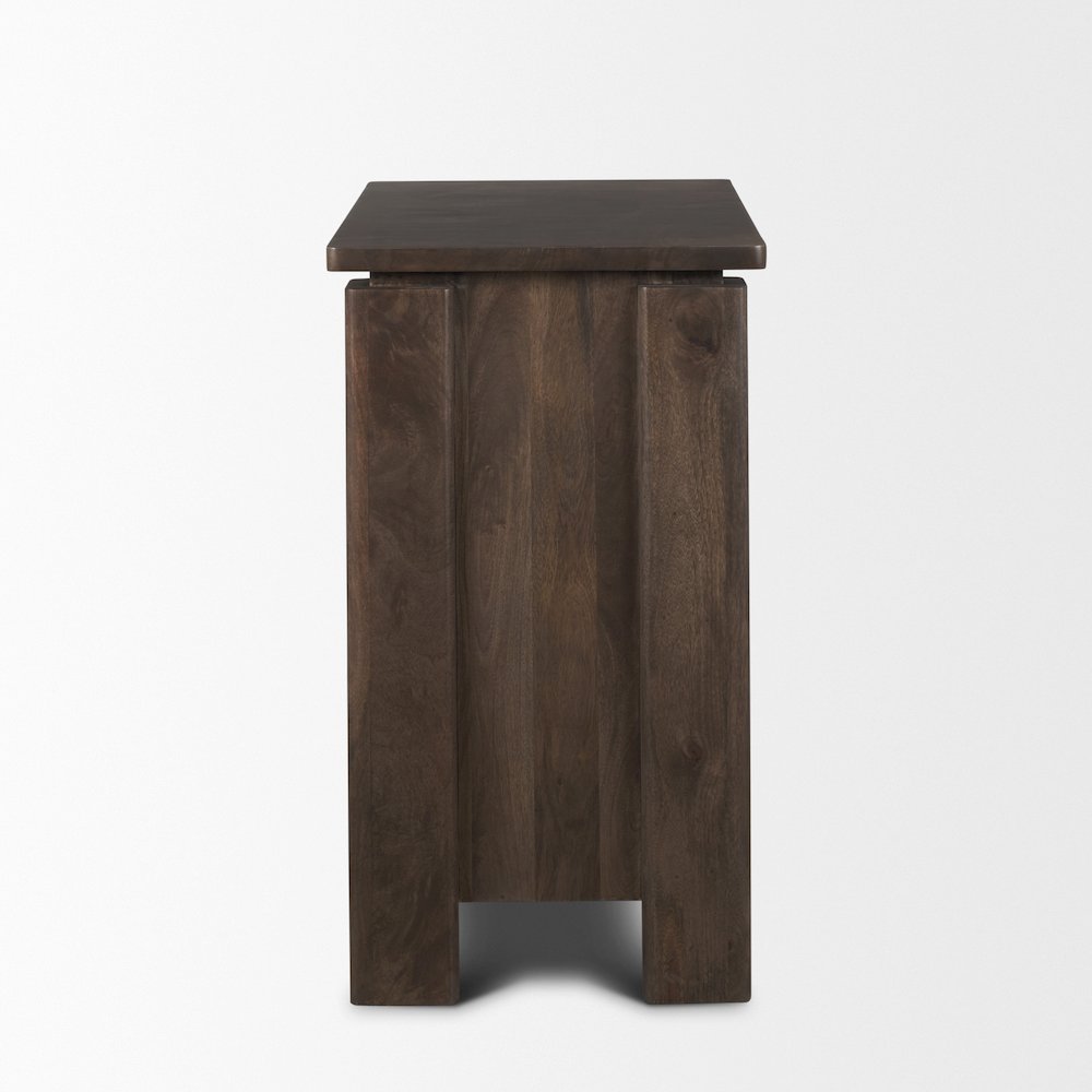 Solid Dark Brown Wood 3 Drawer Accent Cabinet