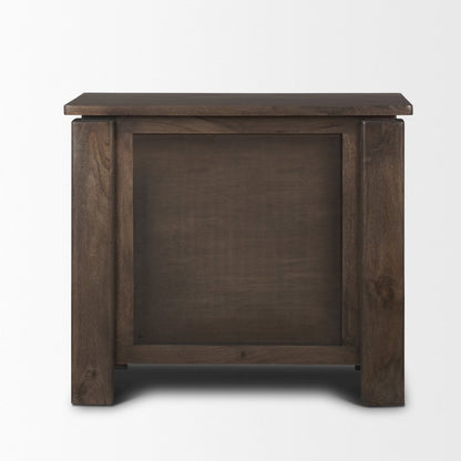 Solid Dark Brown Wood 3 Drawer Accent Cabinet