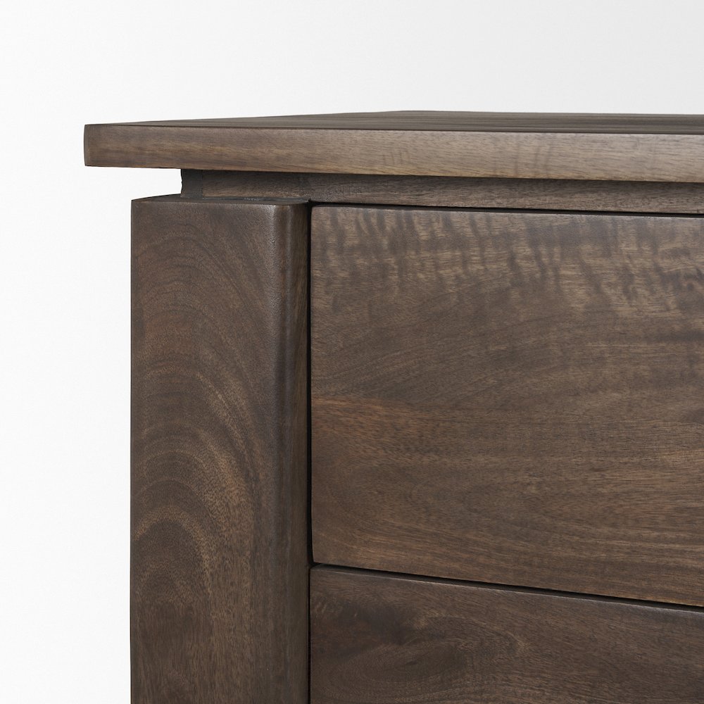 Solid Dark Brown Wood 3 Drawer Accent Cabinet