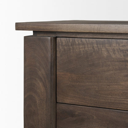 Solid Dark Brown Wood 3 Drawer Accent Cabinet