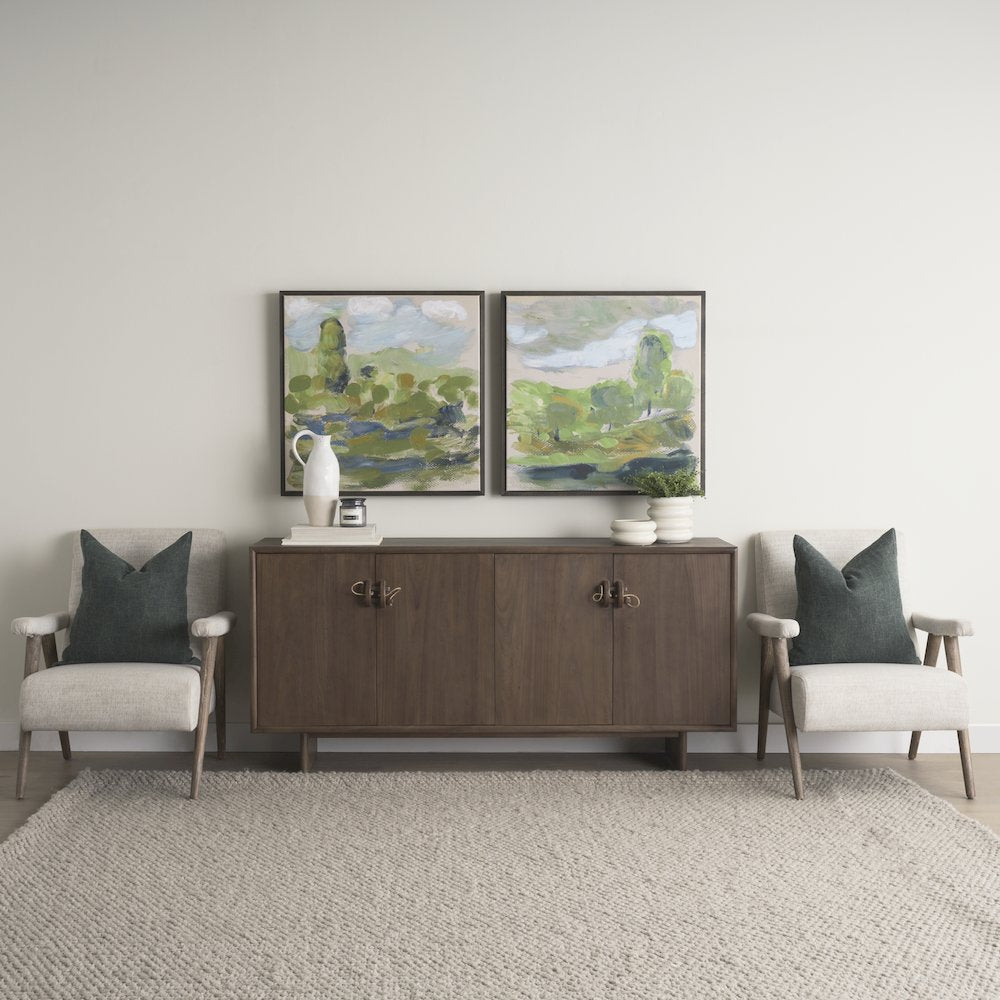 Varenna 4 Door Dark Brown Wood Rope Handles Sideboard