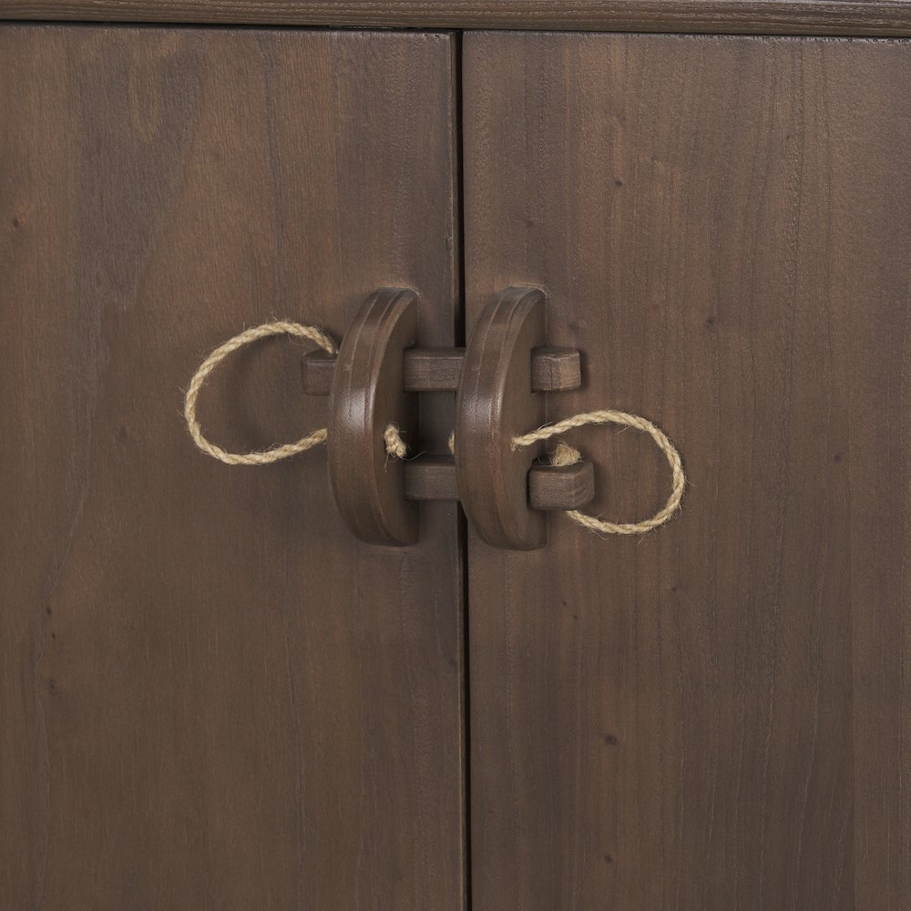 Varenna 4 Door Dark Brown Wood Rope Handles Sideboard