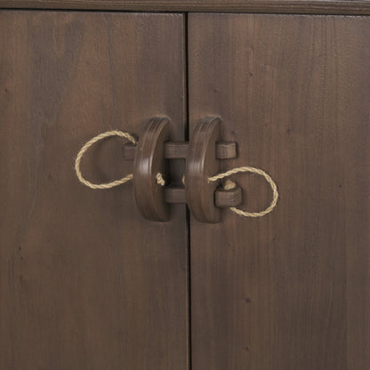 Varenna 4 Door Dark Brown Wood Rope Handles Sideboard