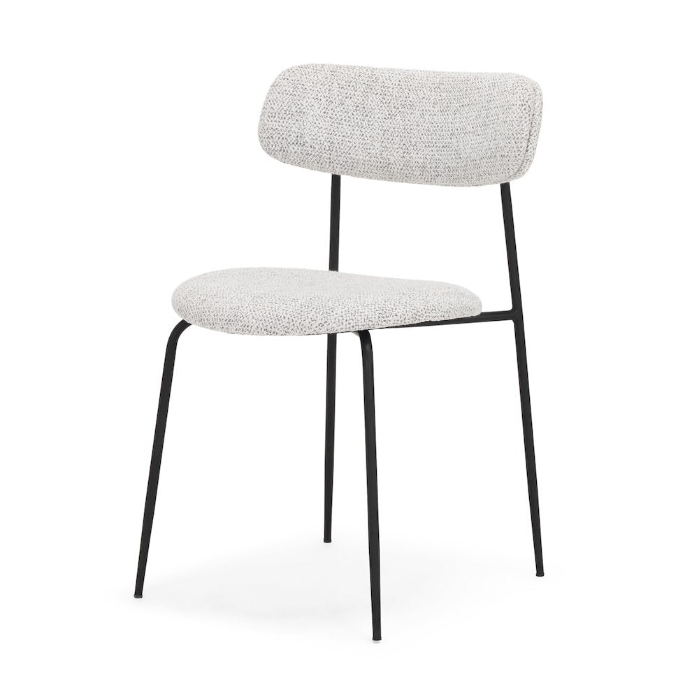 Matte Black Metal Gray Fabric Dining Chair