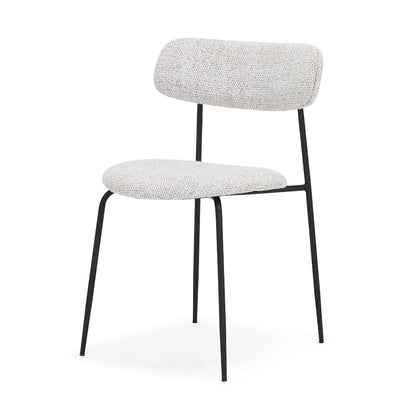 Matte Black Metal Gray Fabric Dining Chair