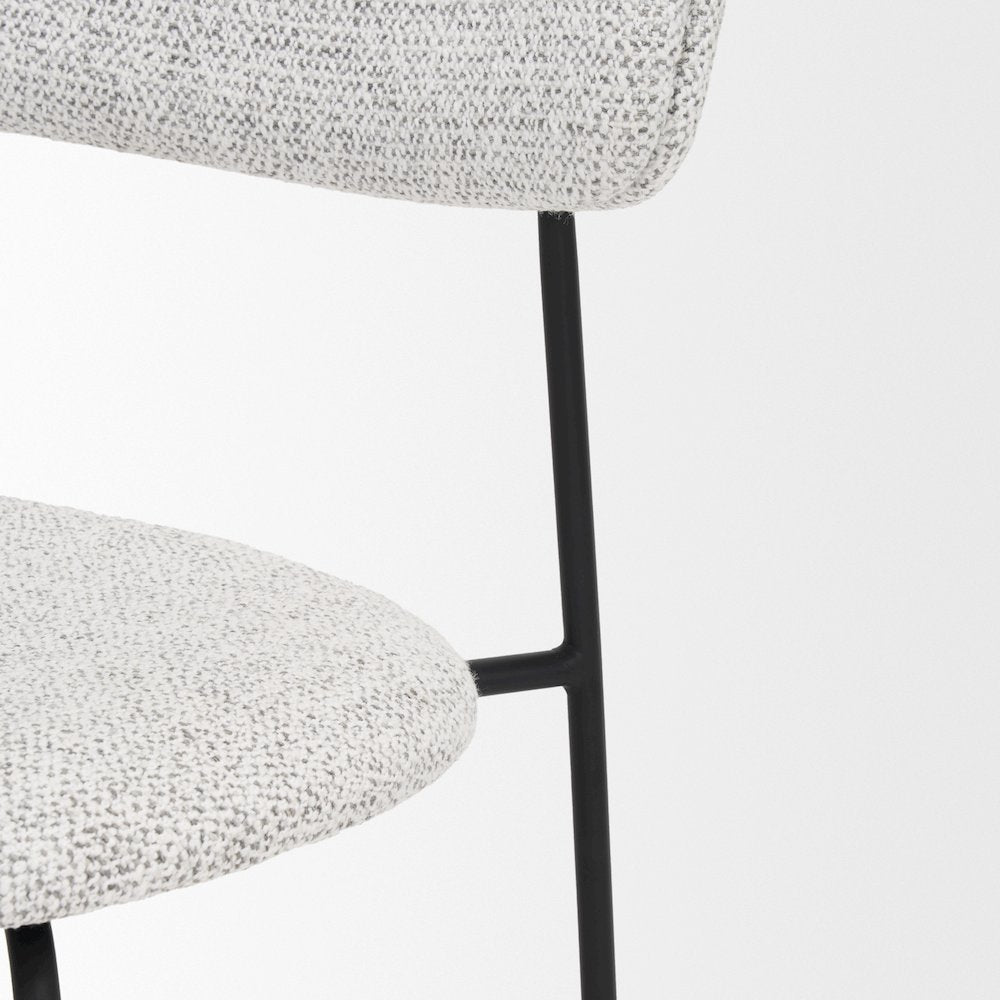Matte Black Metal Gray Fabric Dining Chair