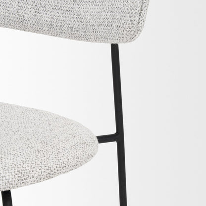 Matte Black Metal Gray Fabric Dining Chair