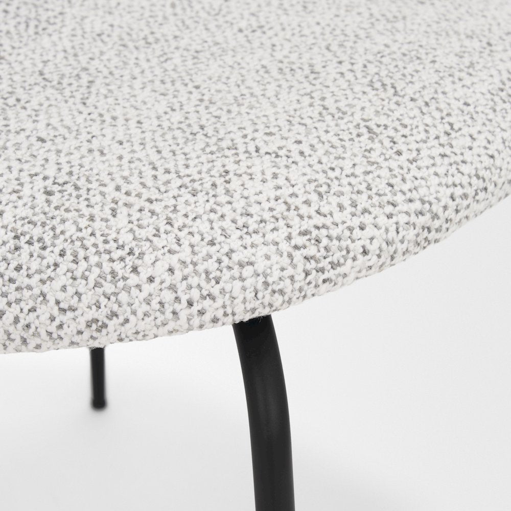 Matte Black Metal Gray Fabric Dining Chair