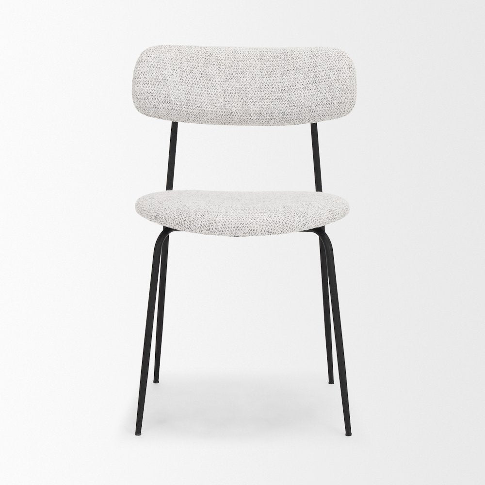 Matte Black Metal Gray Fabric Dining Chair