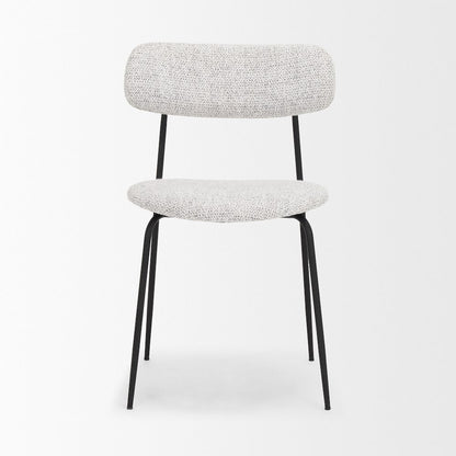 Matte Black Metal Gray Fabric Dining Chair