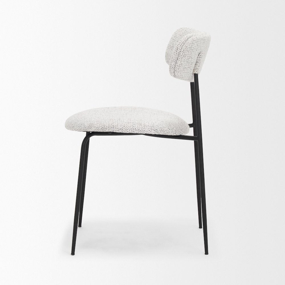 Matte Black Metal Gray Fabric Dining Chair
