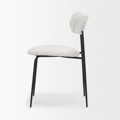 Matte Black Metal Gray Fabric Dining Chair