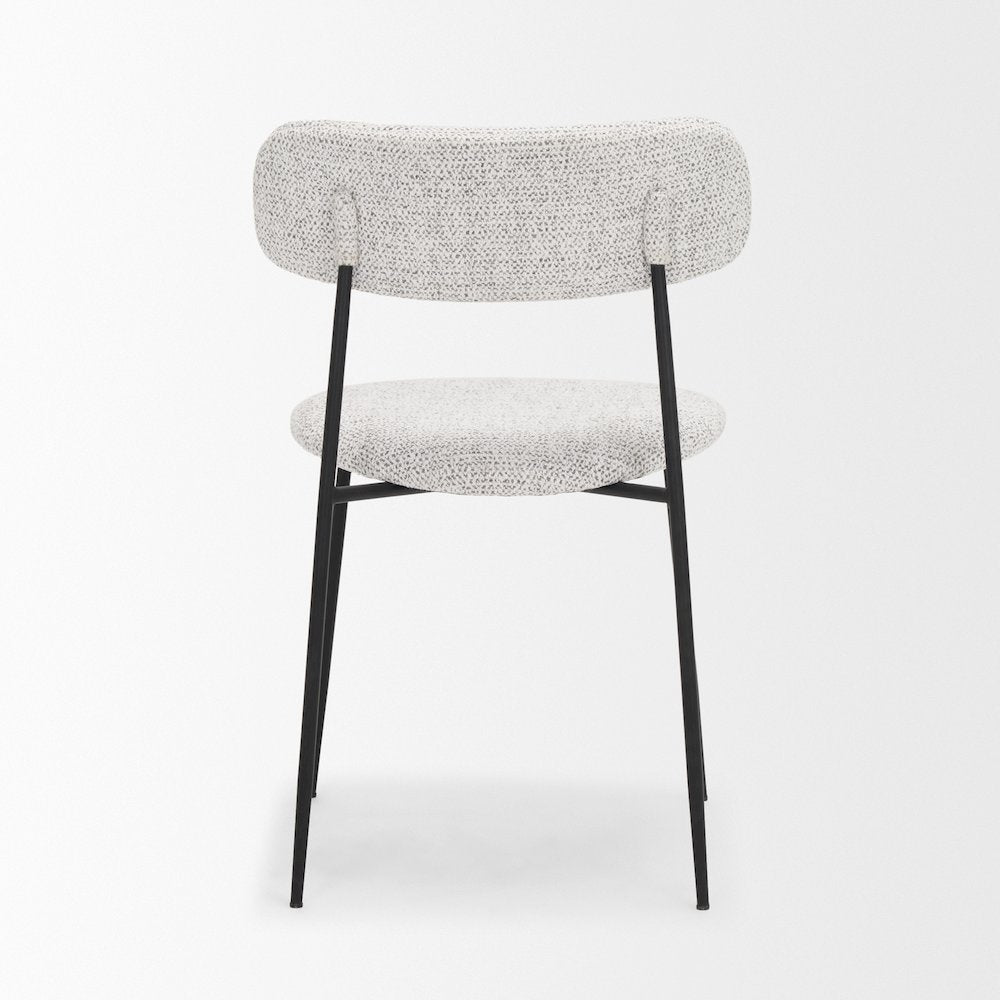 Matte Black Metal Gray Fabric Dining Chair