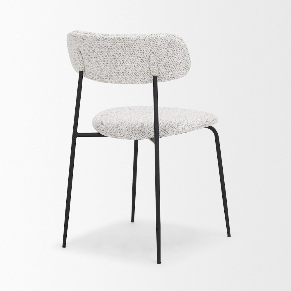 Matte Black Metal Gray Fabric Dining Chair