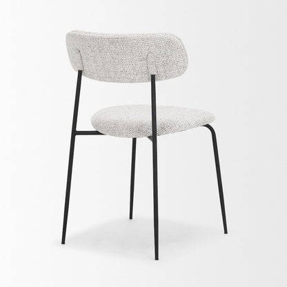 Matte Black Metal Gray Fabric Dining Chair