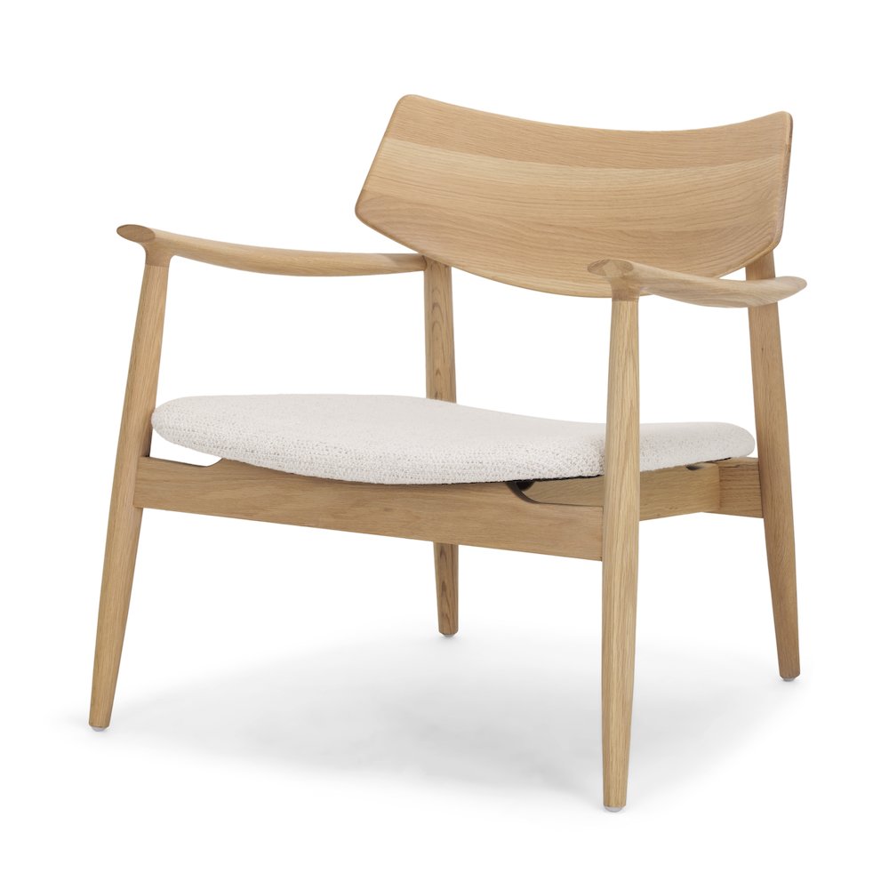 Light Brown Oak Wood Cream Fabric Accent Chair
