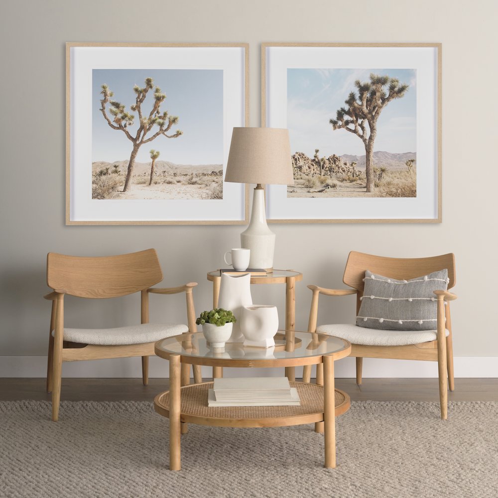 Light Brown Oak Wood Cream Fabric Accent Chair
