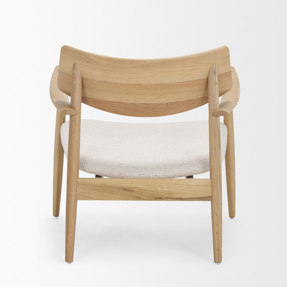 Light Brown Oak Wood Cream Fabric Accent Chair