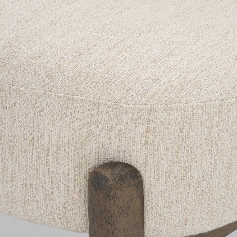 Dark Brown Wood Cream Fabric Accent Chair