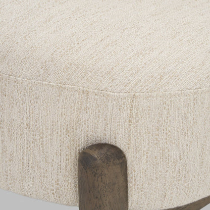 Dark Brown Wood Cream Fabric Accent Chair
