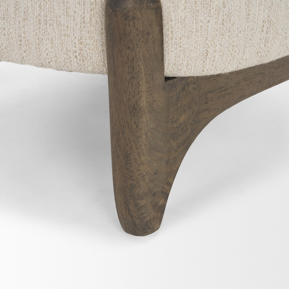 Dark Brown Wood Cream Fabric Accent Chair