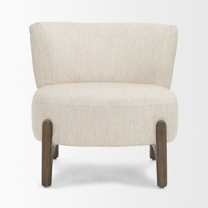 Dark Brown Wood Cream Fabric Accent Chair