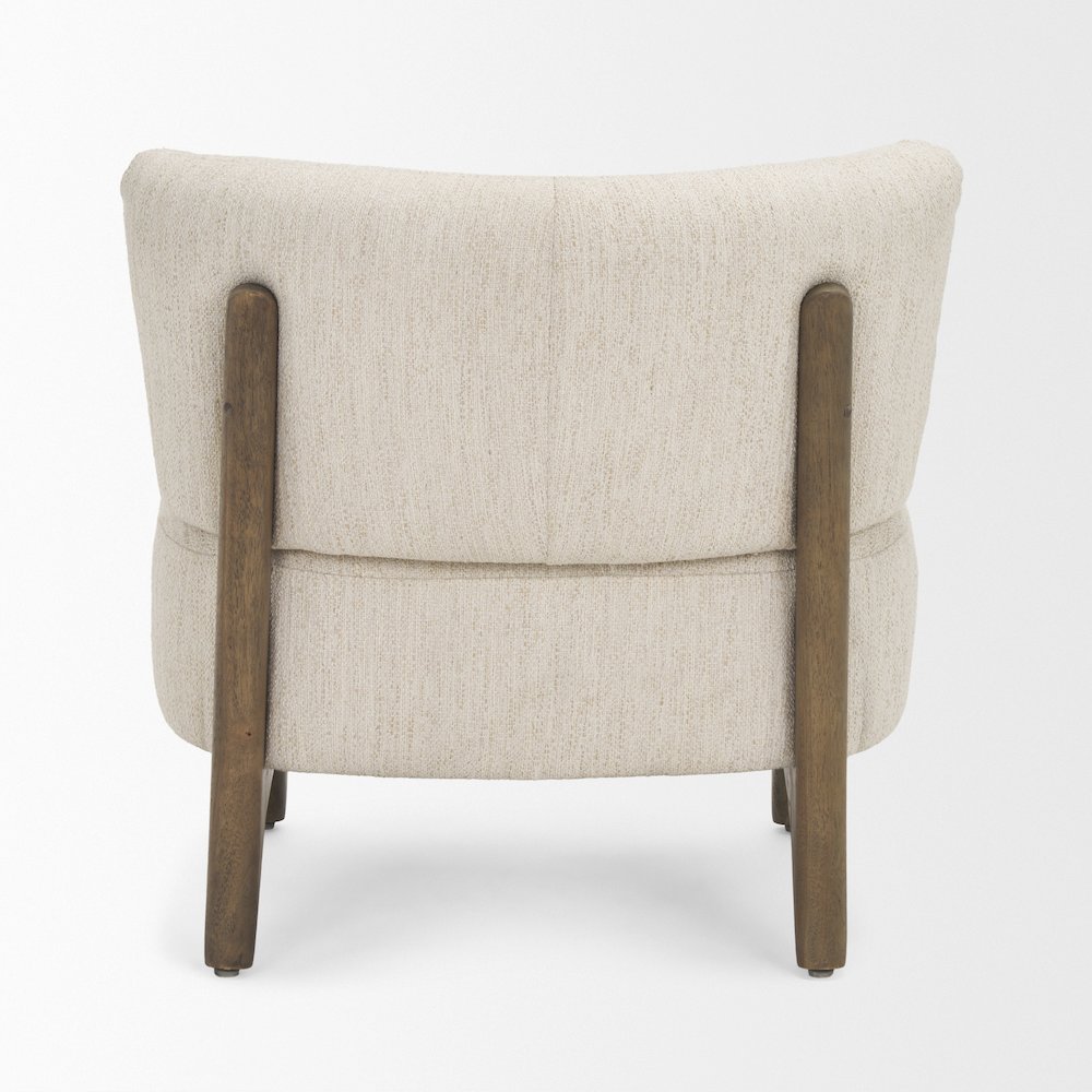 Dark Brown Wood Cream Fabric Accent Chair