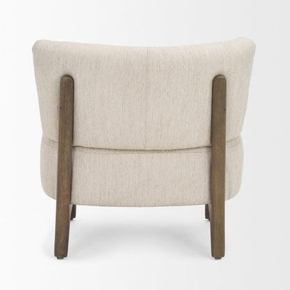 Dark Brown Wood Cream Fabric Accent Chair
