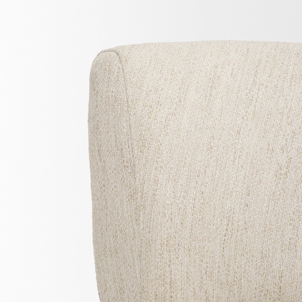Dark Brown Wood Cream Fabric Accent Chair