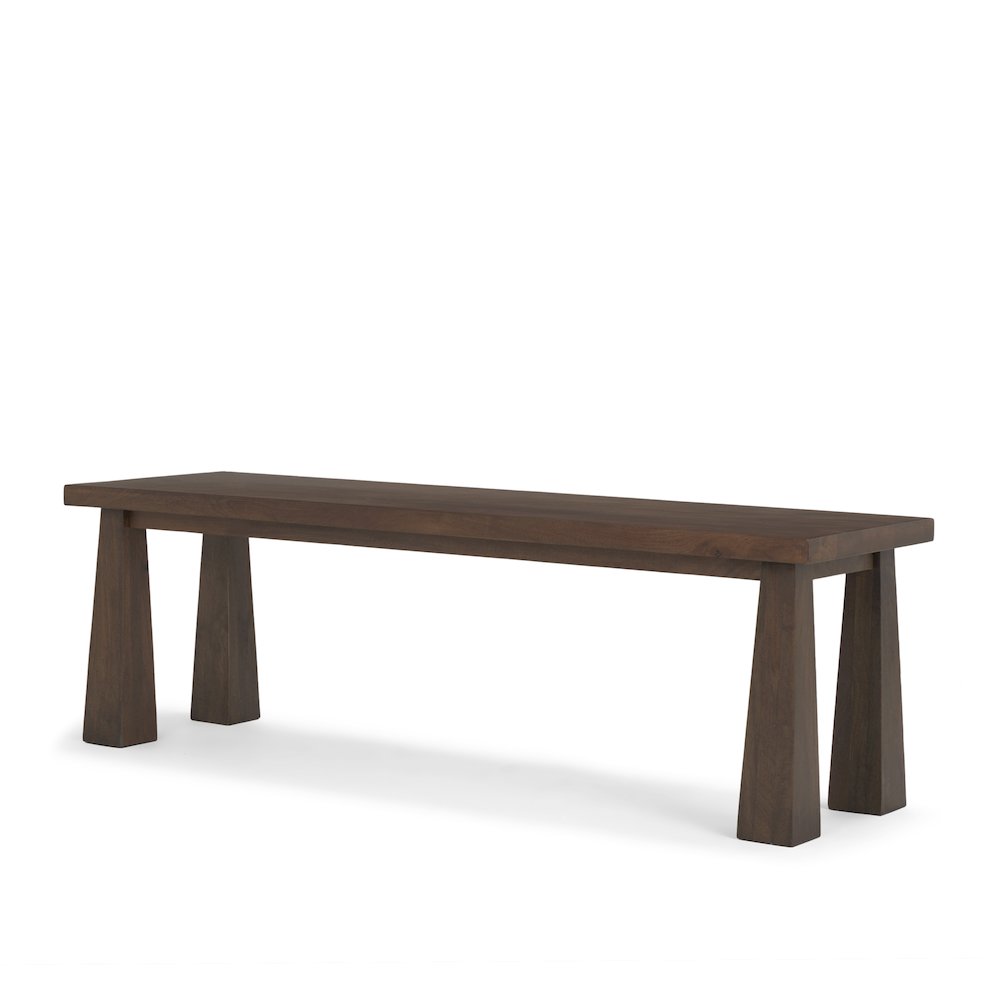 Rectangular Dark Brown Solid Wood Bench