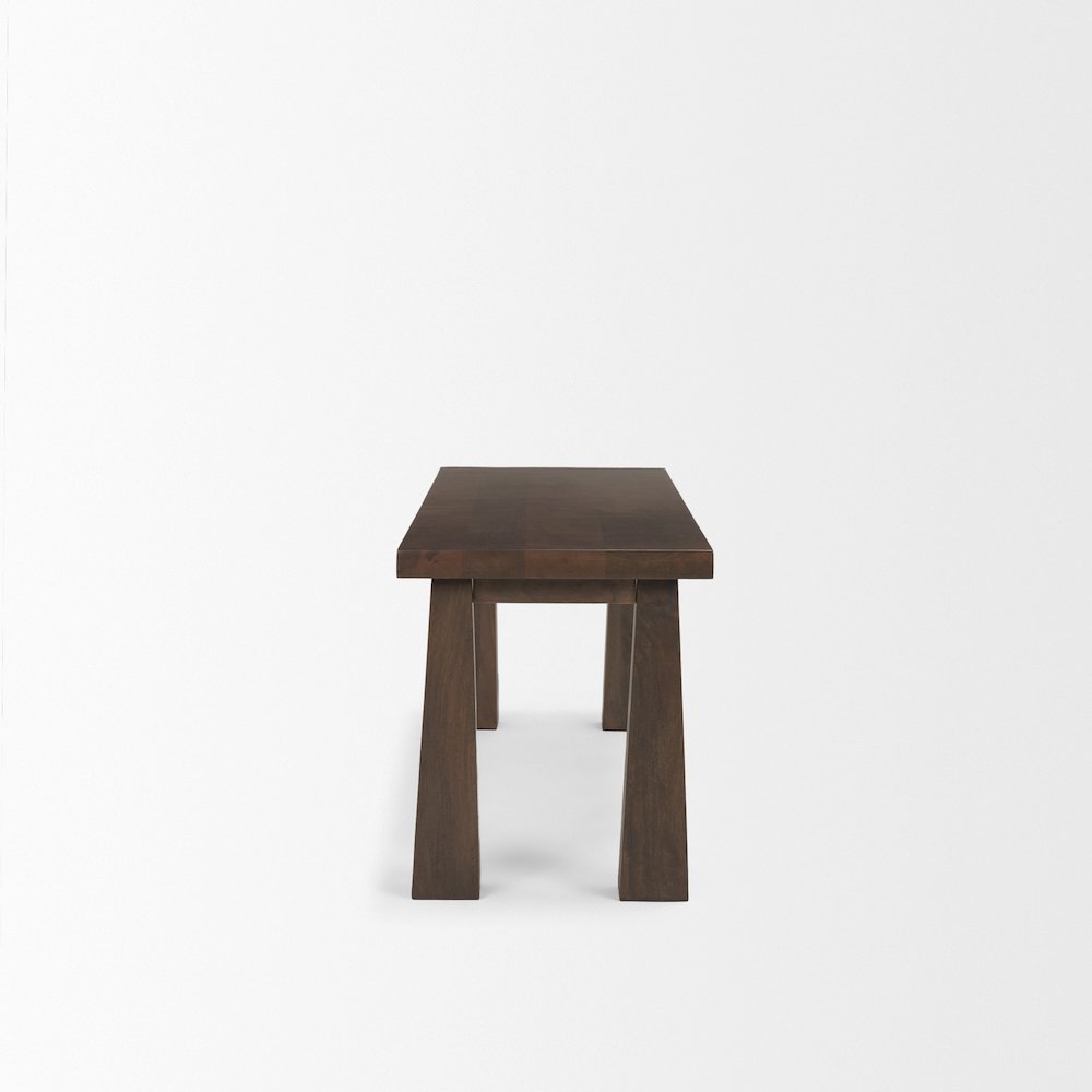 Rectangular Dark Brown Solid Wood Bench