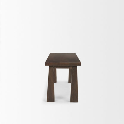Rectangular Dark Brown Solid Wood Bench