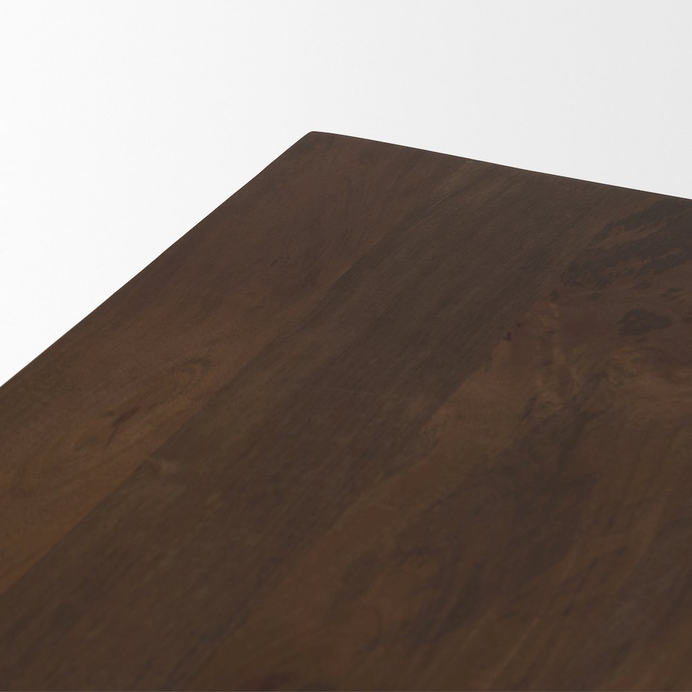 Rectangular Dark Brown Solid Wood Bench
