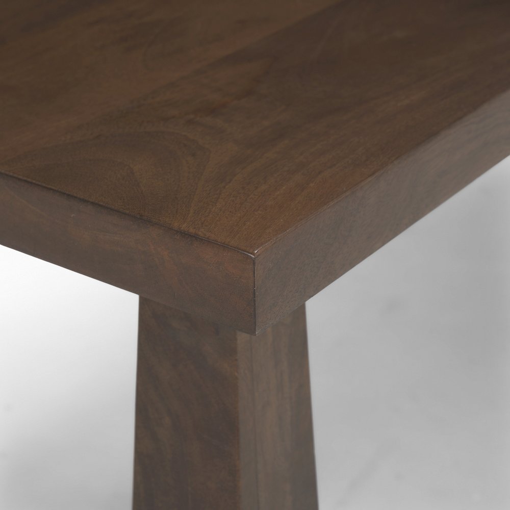 Rectangular Dark Brown Solid Wood Bench