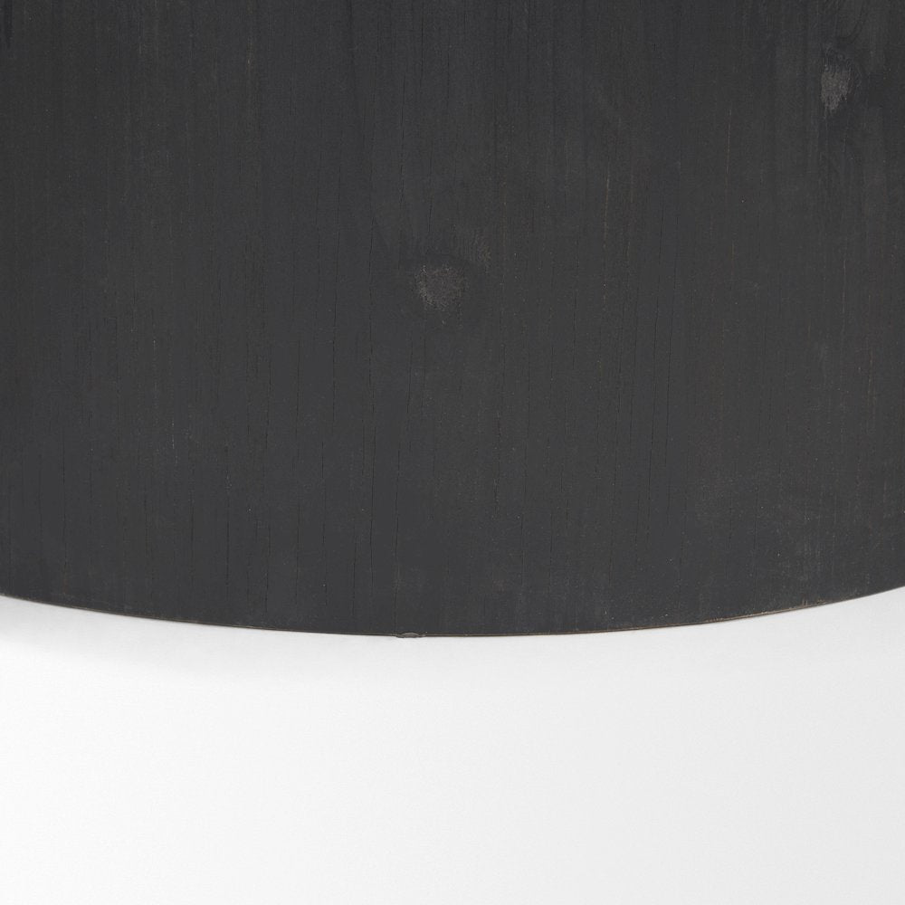 Matte Black Wood Natural Jute Accent Tables