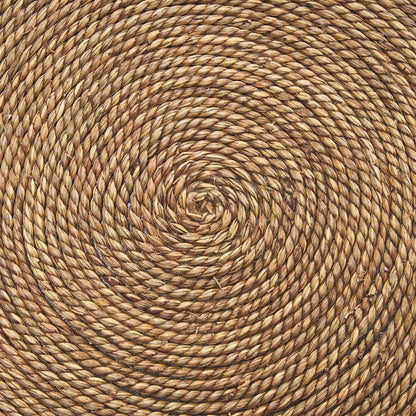 Matte Black Wood Natural Jute Accent Tables