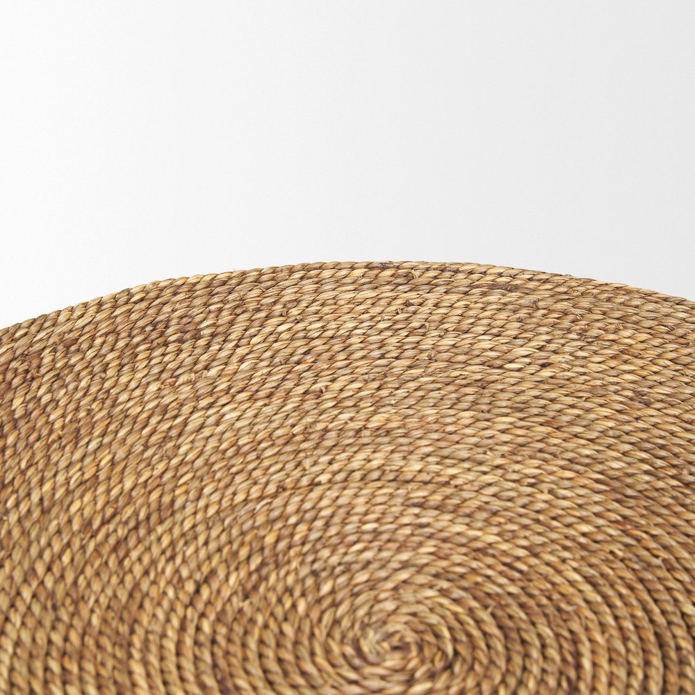 Matte Black Wood Natural Jute Accent Tables