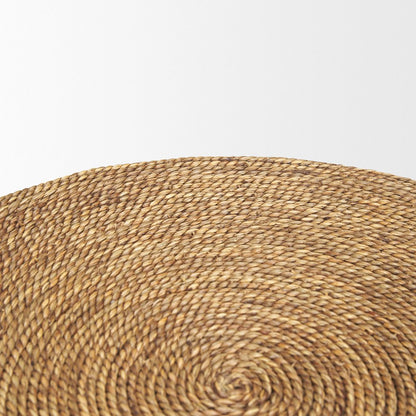 Matte Black Wood Natural Jute Accent Tables