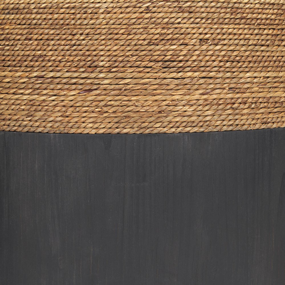 Matte Black Wood Natural Jute Accent Tables