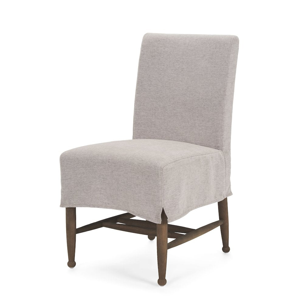 Gray Performance Fabric Oak Wood Dining Chair