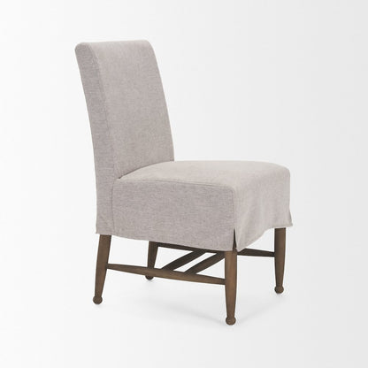 Gray Performance Fabric Oak Wood Dining Chair