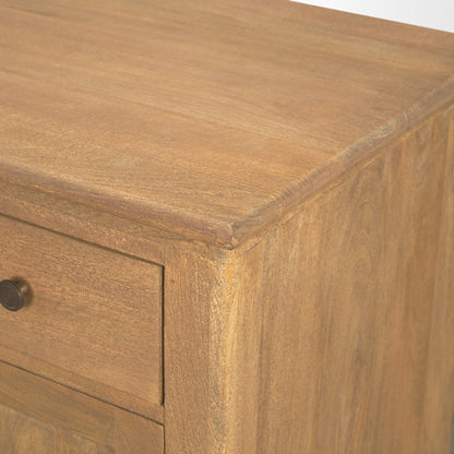Light Brown Solid Wood Gunmetal Knobs Accent Cabinet 1 Drawer 2 Doors