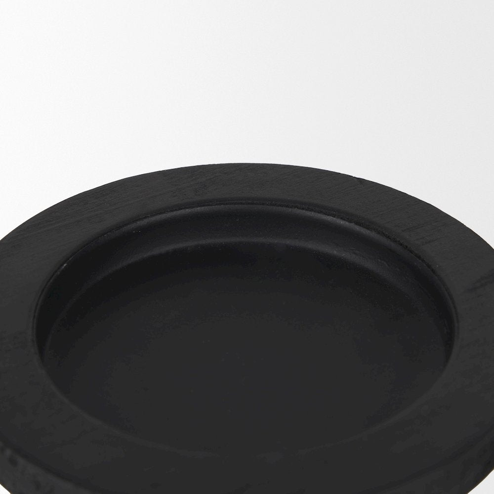 Wanda Matte Black Wood Pillar Candle Holders (Set of 2)