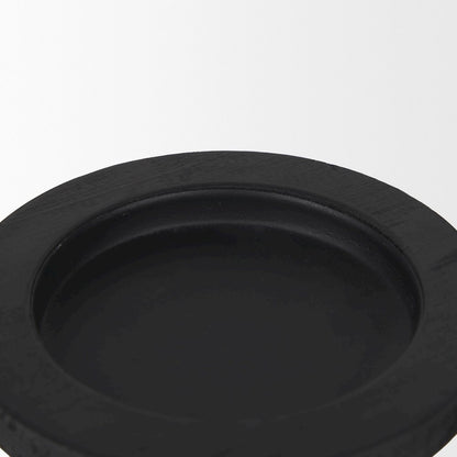 Wanda Matte Black Wood Pillar Candle Holders (Set of 2)