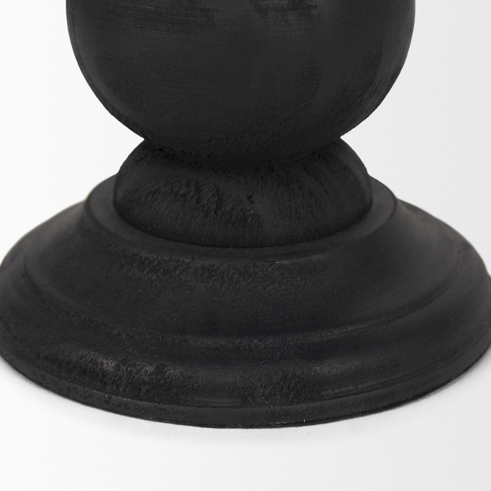 Wanda Matte Black Wood Pillar Candle Holders (Set of 2)