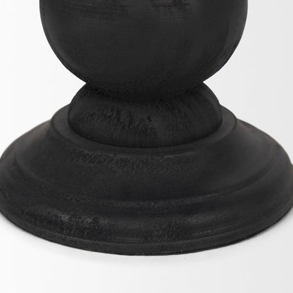 Wanda Matte Black Wood Pillar Candle Holders (Set of 2)