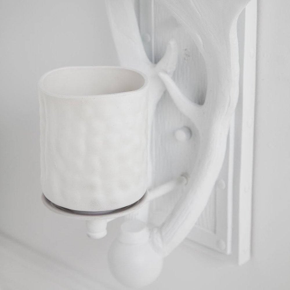 Rockland 8x19.5 White Resin Antlers Wall Sconce